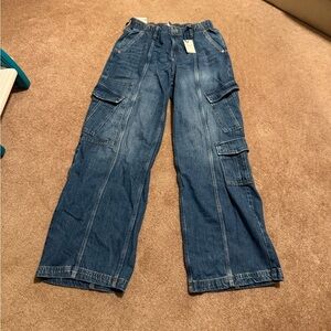 Forever 21 Indigo Denim Cargo Pants